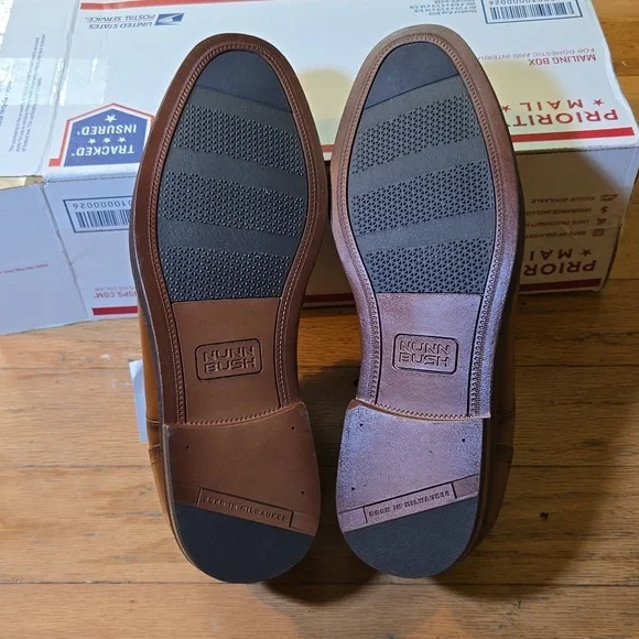 Nunn Bush Men's Centro Fles Plain Toe Oxford Cognac Leather Synthetic Size 9.5W - Picture 6 of 10